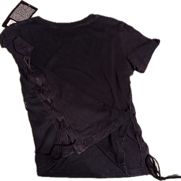 Affliction Live Fast High Speed Motors Lace Up Sides Short Sleeve Black Shirt XS - Picture 3 of 3